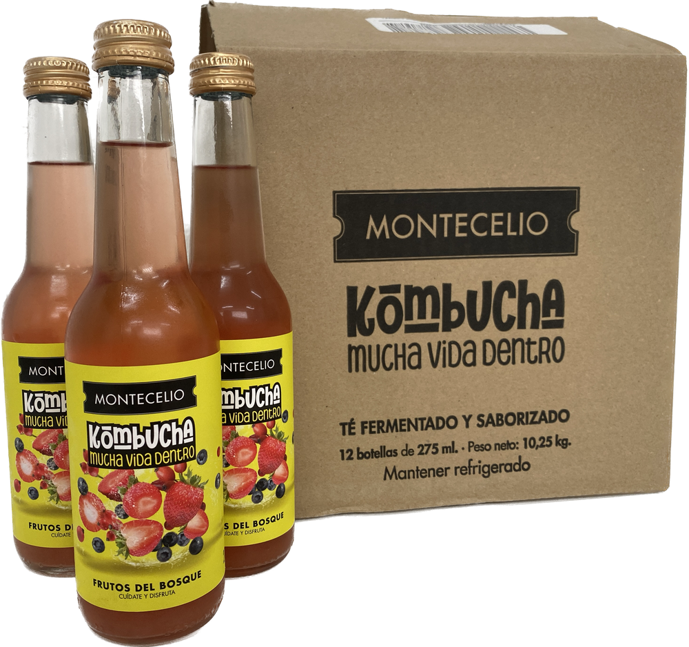 Caja de 12 botellas Kombucha ecológica Frutos del Bosque Montecelio