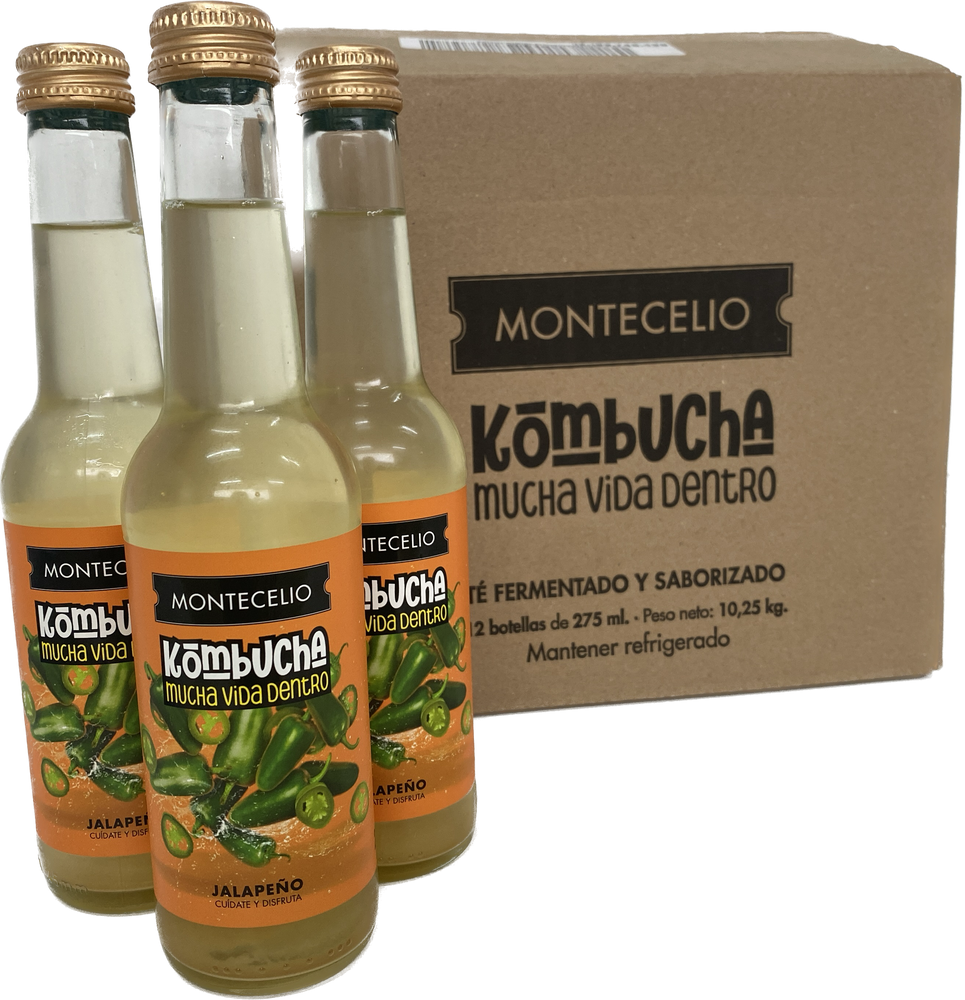 Caja de 12 botellas Kombucha ecológica Jalapeño Montecelio